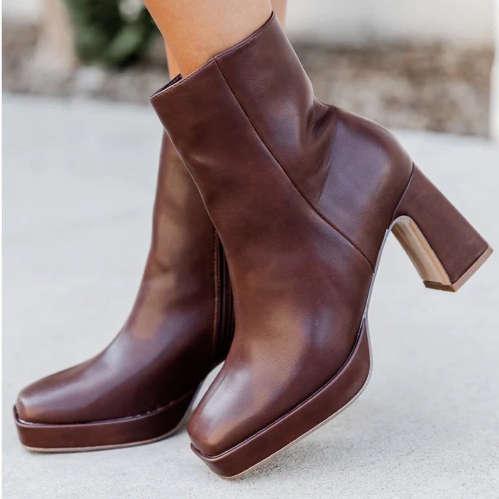 Square Toe Bootie - Brown